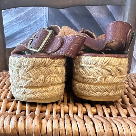 Vintage Leather Espadrilles 7.5 / 38 Platform Flats Sandals Rare Made in Spain - Picture 12 of 16